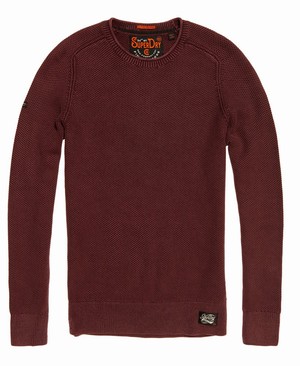 Superdry Garment Dye L.A.Textured Crew Neck Férfi Ugró Bordó | AQWTL4739